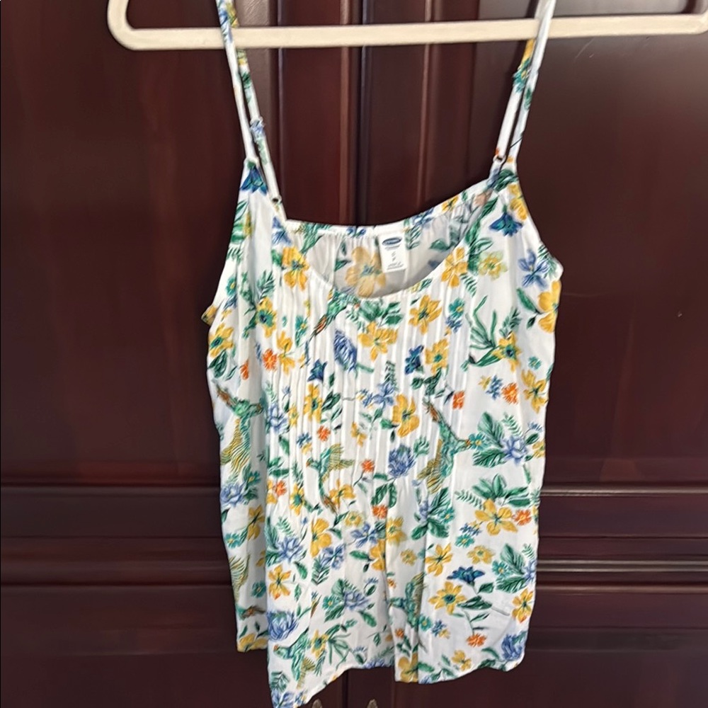 Old Navy White and Yellow Fitted Camisole